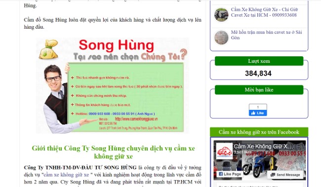 Địa chỉ cầm đồ tại TPHCM| Nguồn: Cầm đồ Song Hùng