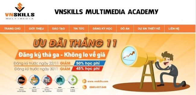 Trường dạy học thiết kế website| Nguồn: Vnskills Multimedia Academy
